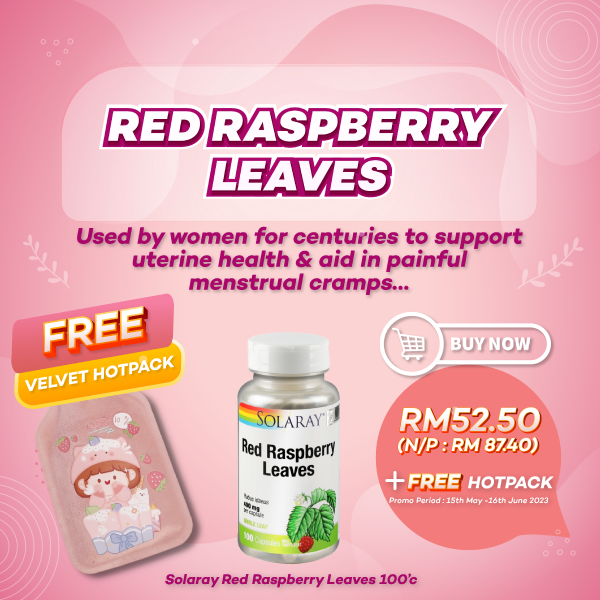 SOLARAY RED RASPBERRY LEAVES 100s (Free Hot Pack)